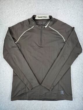 Nike Pro Dri-FIT 1/4 Zip Pullover Men's XL Gray Long Sleeve Shirt Activewear